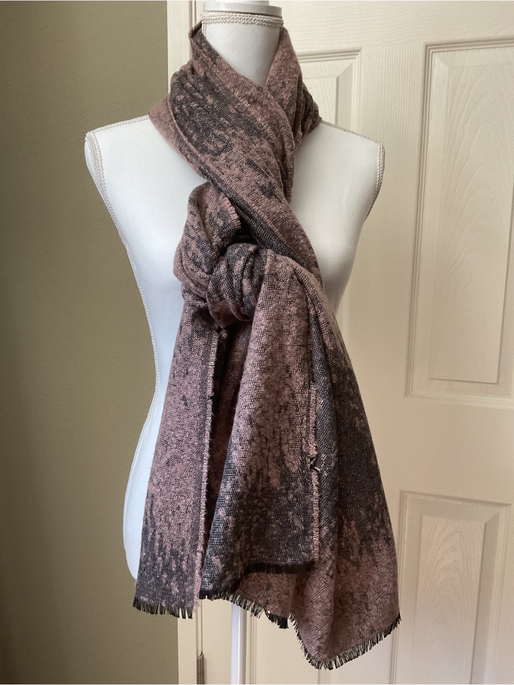 Luxury Blush Brown Patterned Women's Scarf